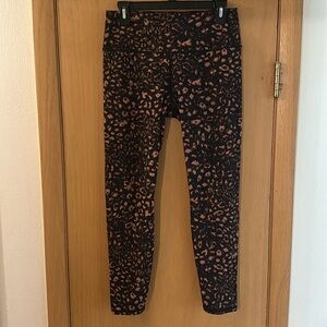 Varley Revolve Women’s Animal Print Leggings Tights Pink Black Size Large